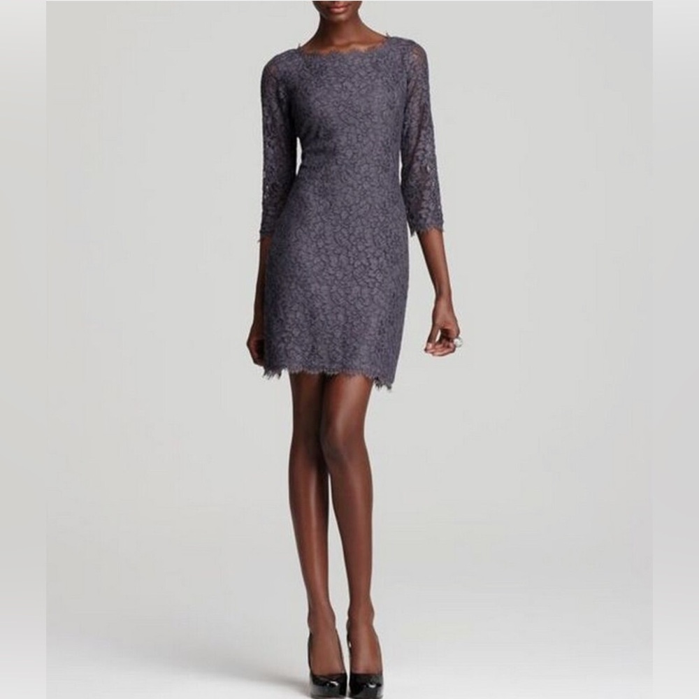 Diane Von Furstenberg Zarita Grey Lace Dress